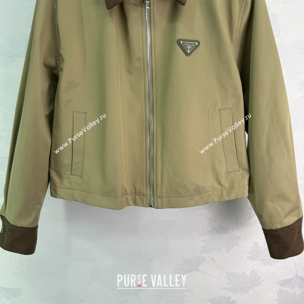 Prada Cotton Jacket Khaki 2025 PR110632 (QI-251106032)