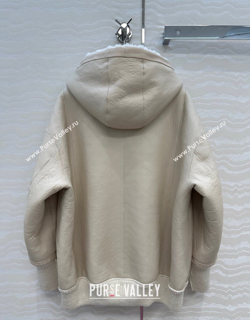 Dior Cashmere and Lambskin Leather Reversible Jacket White 2025 DR110501 (QI-251106100)
