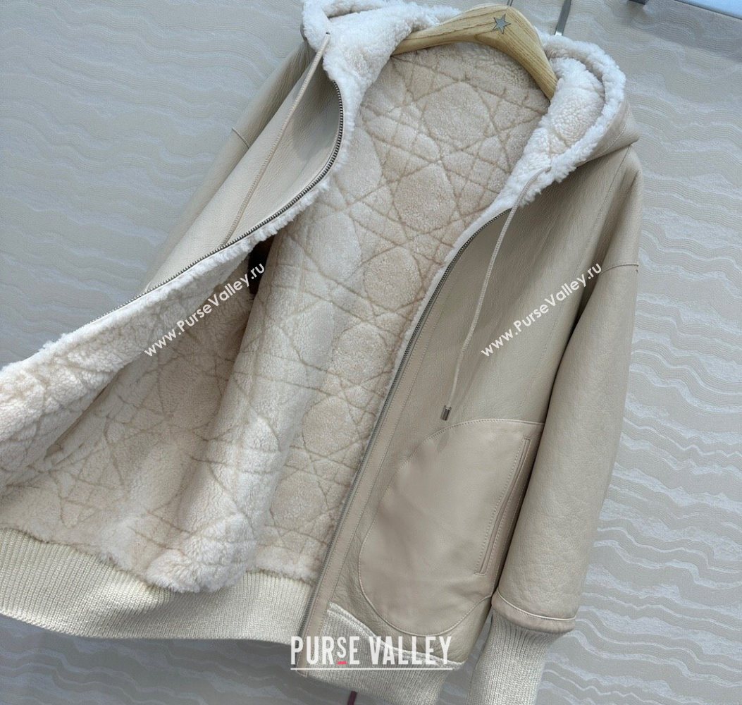 Dior Cashmere and Lambskin Leather Reversible Jacket White 2025 DR110501 (QI-251106100)