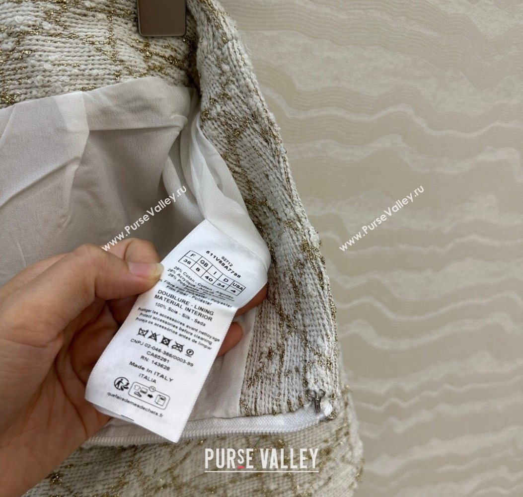 Dior Tweed Shorts White/Gold 2025 DR110502 (QI-251106102)