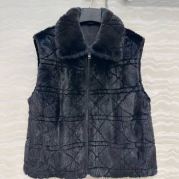Dior Mink Fur and Sheepskin Leather Vest Black 2025 DR110503 (QI-251106104)