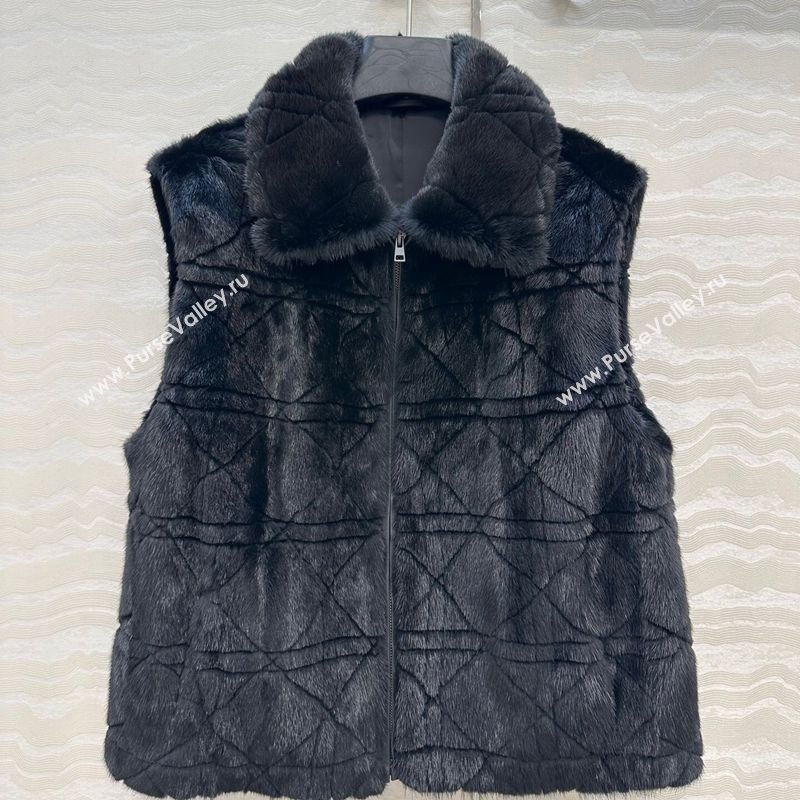 Dior Mink Fur and Sheepskin Leather Vest Black 2025 DR110503 (QI-251106104)