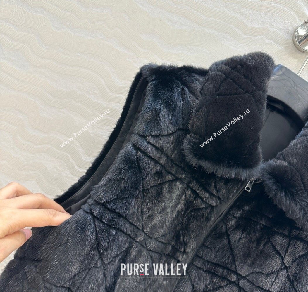 Dior Mink Fur and Sheepskin Leather Vest Black 2025 DR110503 (QI-251106104)