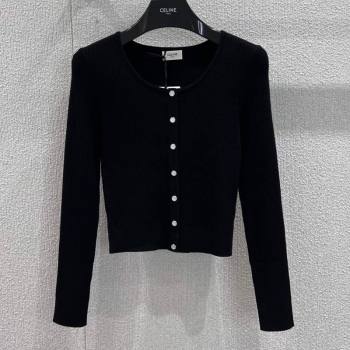 Celine Wool Cardigan Black 2025 CH110506 (QI-251106106)