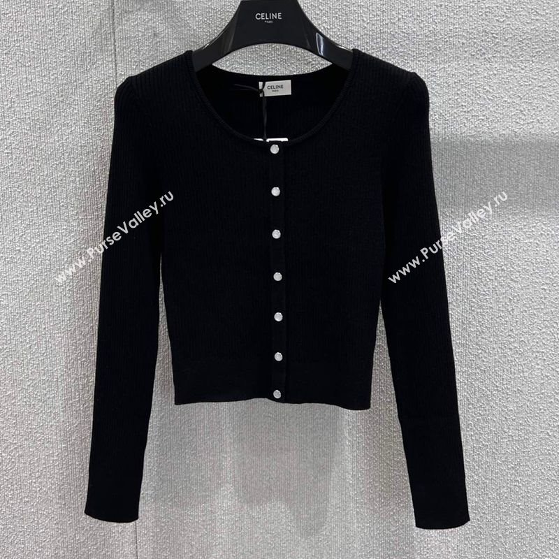 Celine Wool Cardigan Black 2025 CH110506 (QI-251106106)