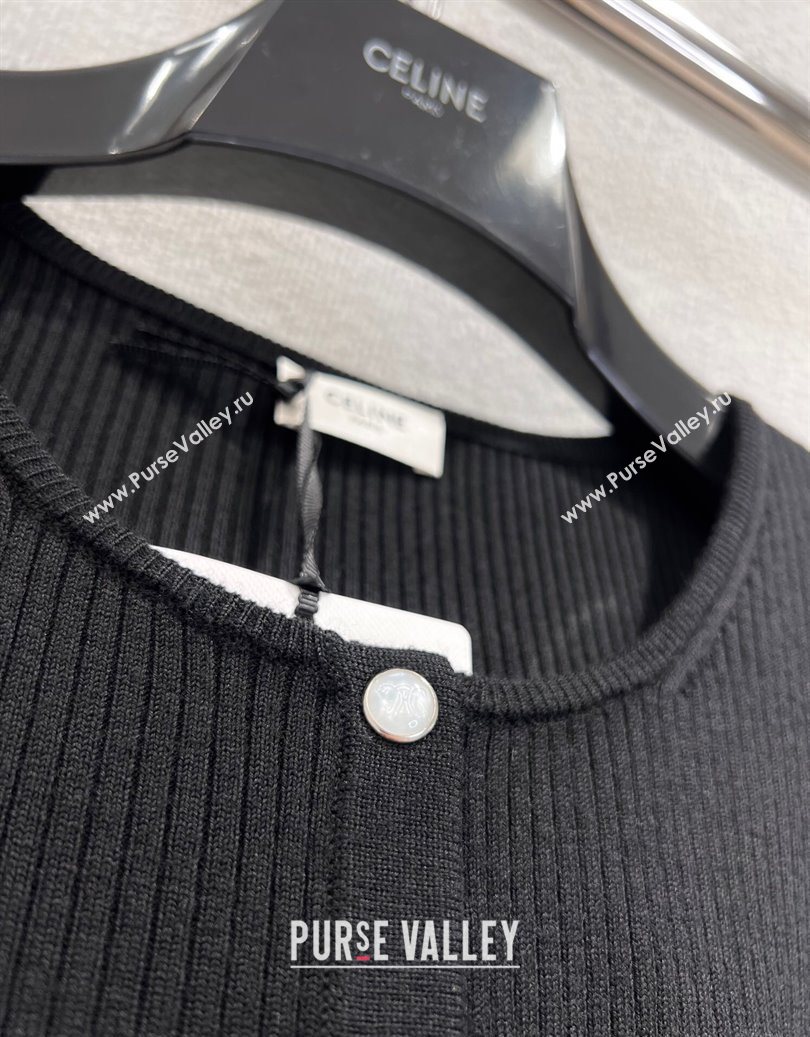 Celine Wool Cardigan Black 2025 CH110506 (QI-251106106)