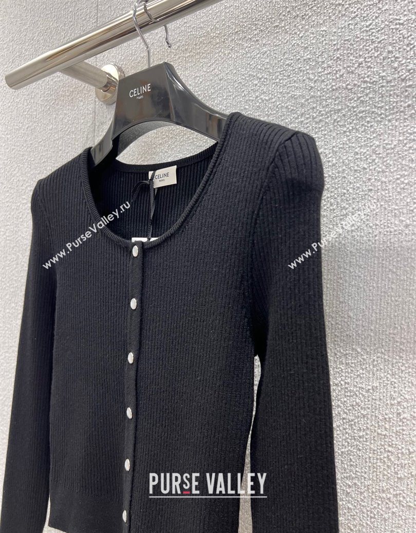Celine Wool Cardigan Black 2025 CH110506 (QI-251106106)