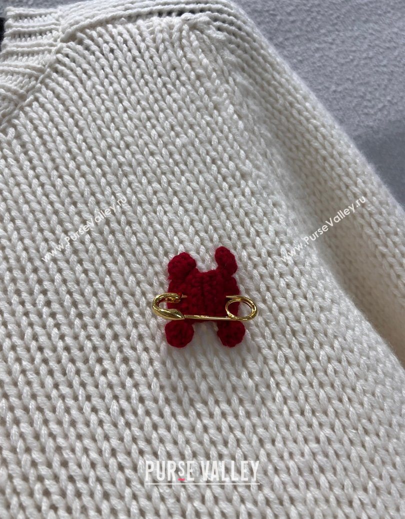 Celine Cashmere Sweater with Pin Logo White 2025 CE110507 (QI-251106107)