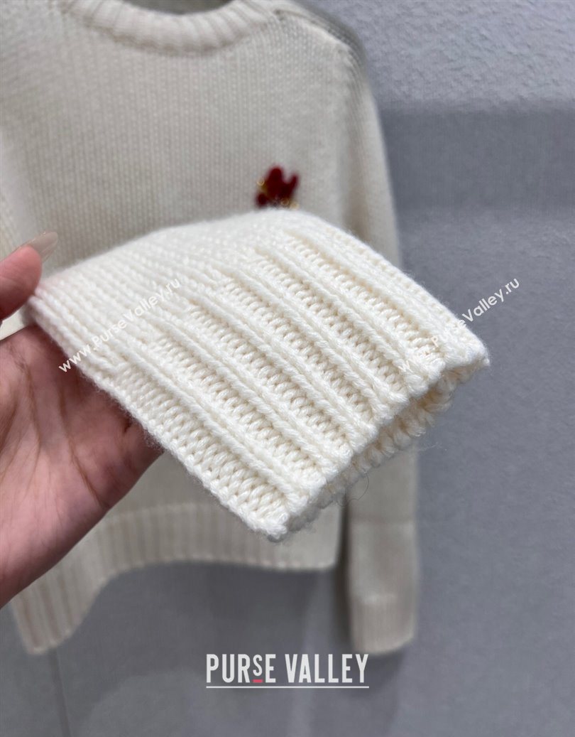 Celine Cashmere Sweater with Pin Logo White 2025 CE110507 (QI-251106107)