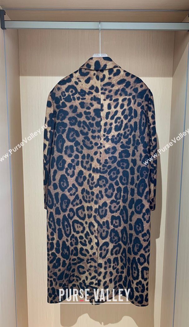 Saint Laurent Leopard Print Cashmere Wool Coat Brown 2025 YSL110601 (QI-251106109)