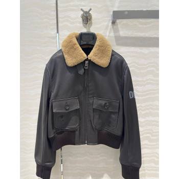 Dior Leather and Shearling Jacket Black 2025 DR110688 (QI-251106088)