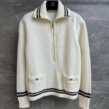 Chanel Cashmere Polo Shirt White 2025 CH110511 (QI-251106112)
