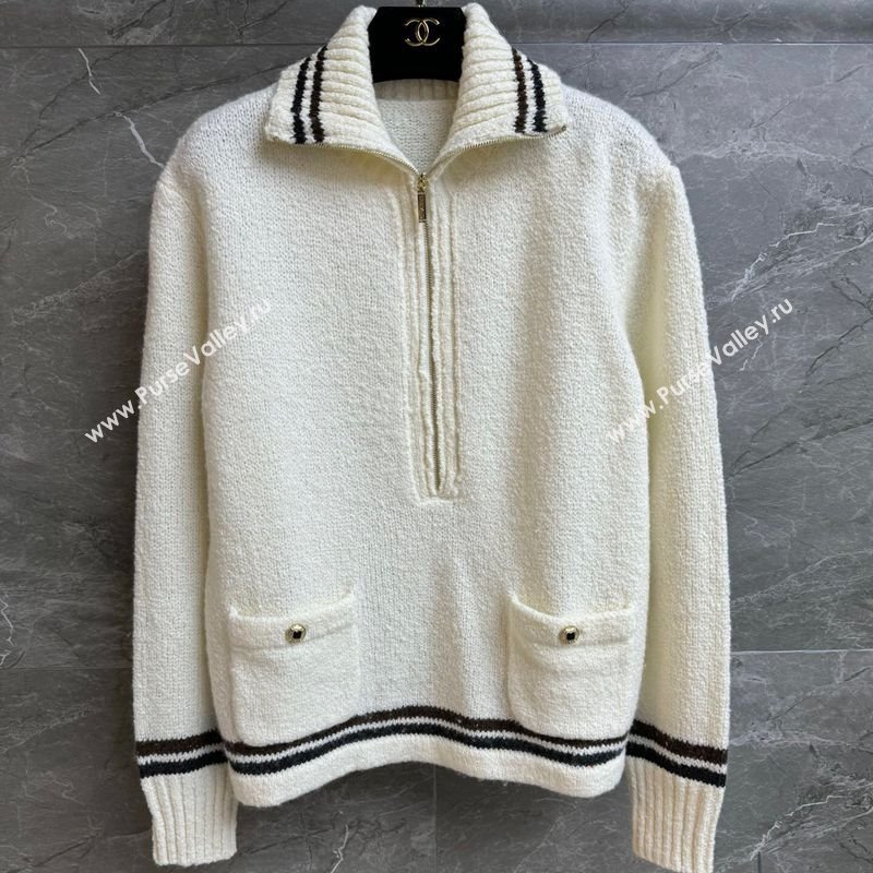 Chanel Cashmere Polo Shirt White 2025 CH110511 (QI-251106112)