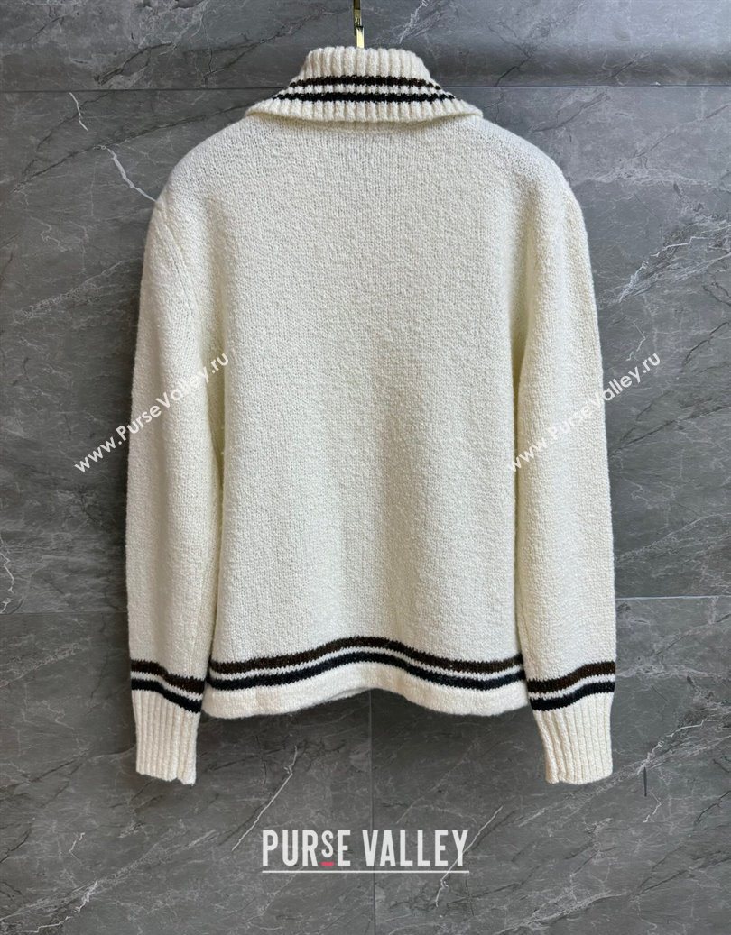 Chanel Cashmere Polo Shirt White 2025 CH110511 (QI-251106112)