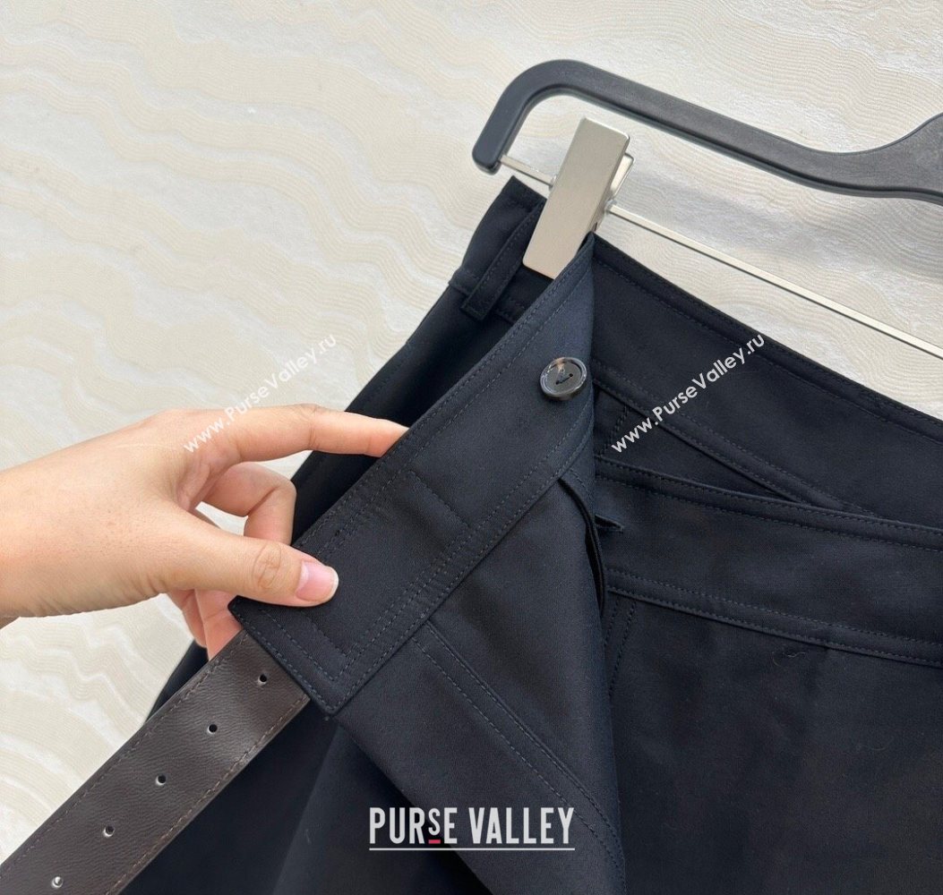 Bottega Veneta Cotton Skirt with Lambskin Leather Belt Black 2025 1106 (QI-251106093)