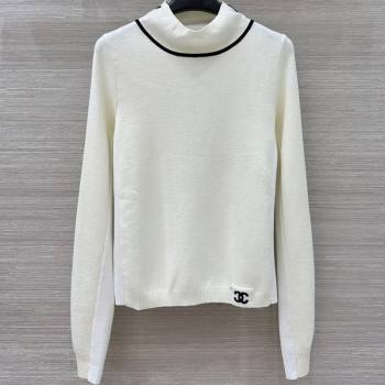 Chanel Wool Top with CC Logo White 2025 CH110517 (QI-251106118)