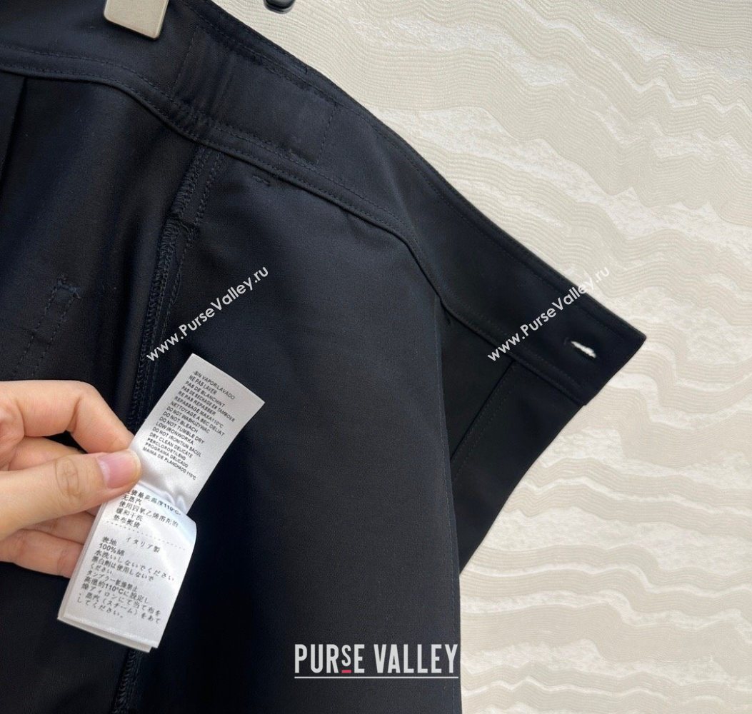 Bottega Veneta Cotton Skirt with Lambskin Leather Belt Black 2025 1106 (QI-251106093)