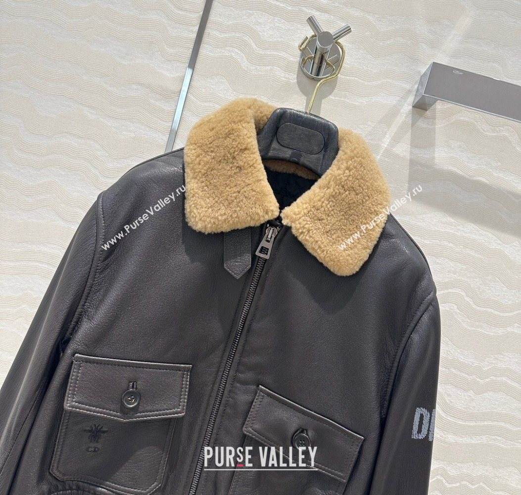 Dior Leather and Shearling Jacket Black 2025 DR110688 (QI-251106088)