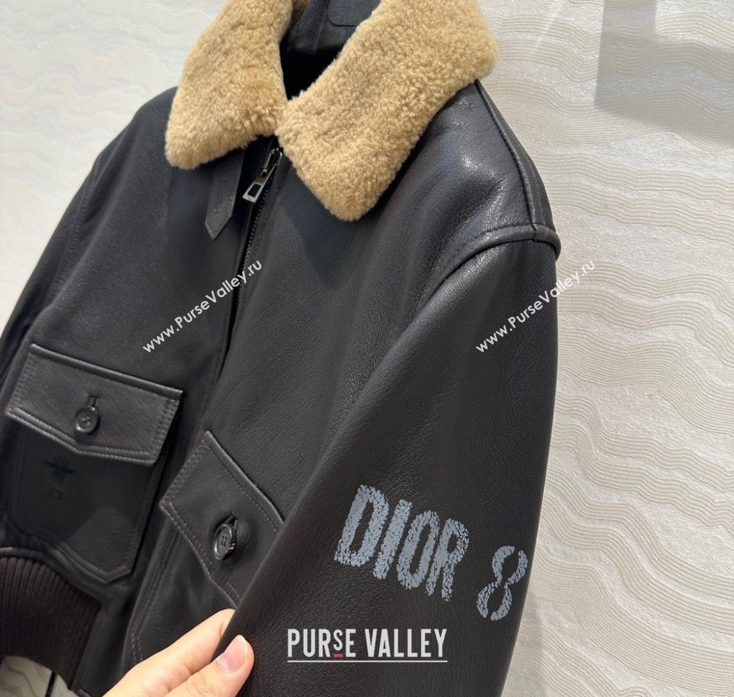 Dior Leather and Shearling Jacket Black 2025 DR110688 (QI-251106088)