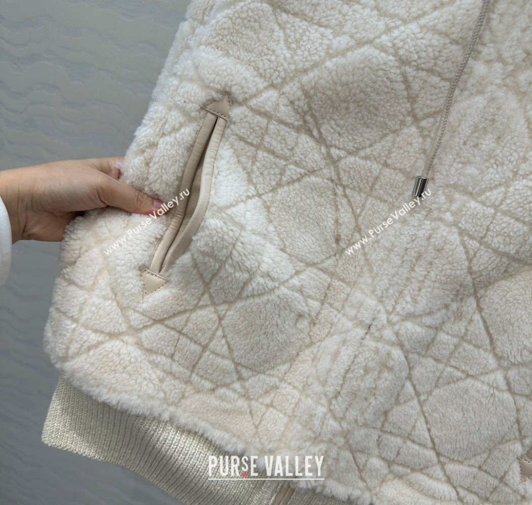 Dior Cashmere and Lambskin Leather Reversible Jacket White 2025 DR110501 (QI-251106100)