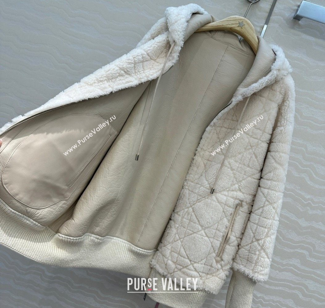 Dior Cashmere and Lambskin Leather Reversible Jacket White 2025 DR110501 (QI-251106100)