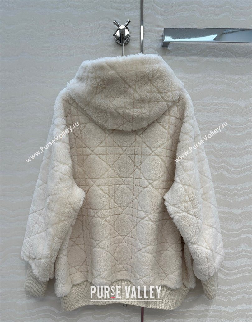 Dior Cashmere and Lambskin Leather Reversible Jacket White 2025 DR110501 (QI-251106100)