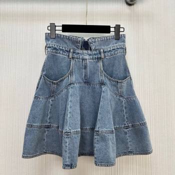 Zimmermann Cotton Denim Short Skirt Light Blue 2025 ZM111503 (QI-251115015)