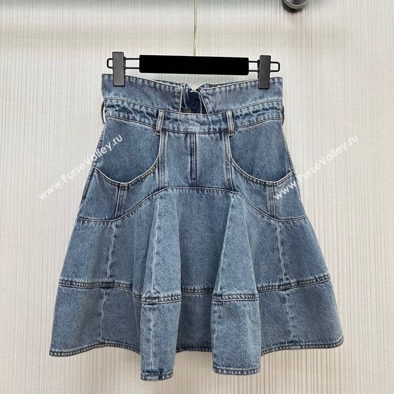 Zimmermann Cotton Denim Short Skirt Light Blue 2025 ZM111503 (QI-251115015)