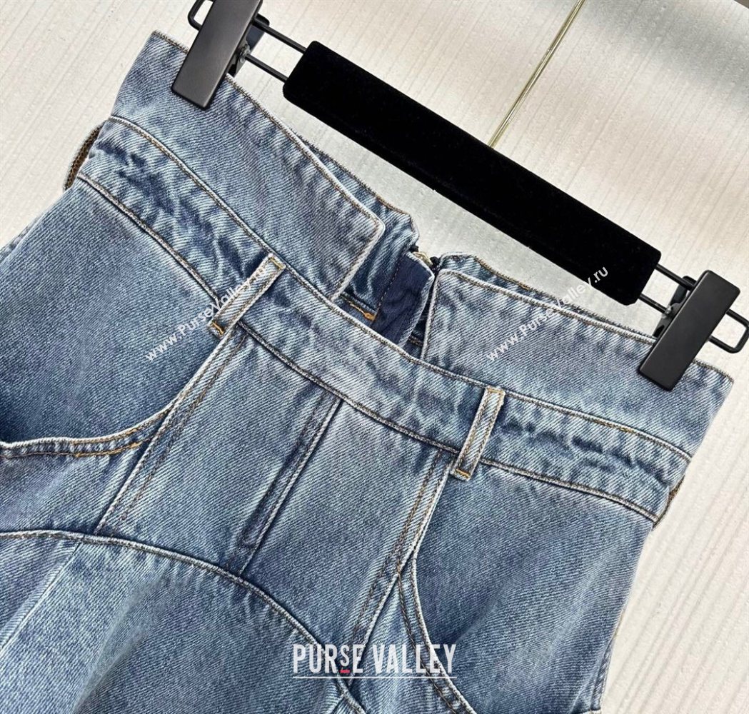 Zimmermann Cotton Denim Short Skirt Light Blue 2025 ZM111503 (QI-251115015)