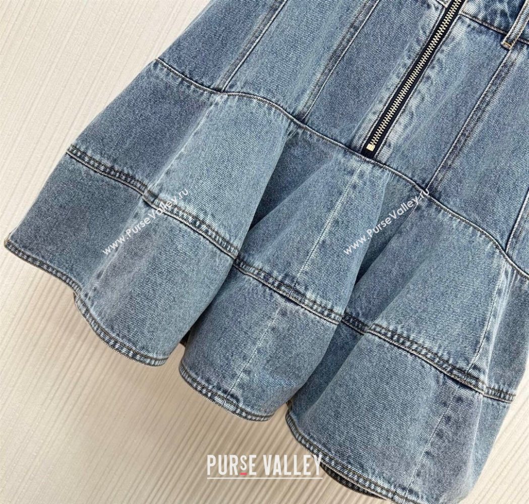 Zimmermann Cotton Denim Short Skirt Light Blue 2025 ZM111503 (QI-251115015)