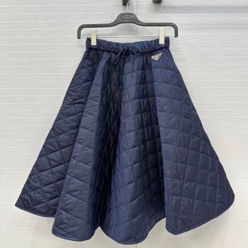 Prada Cotton Padded Skirt Navy Blue 2025 PR111527 (QI-251115027)