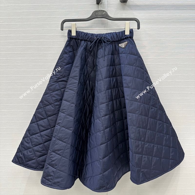 Prada Cotton Padded Skirt Navy Blue 2025 PR111527 (QI-251115027)