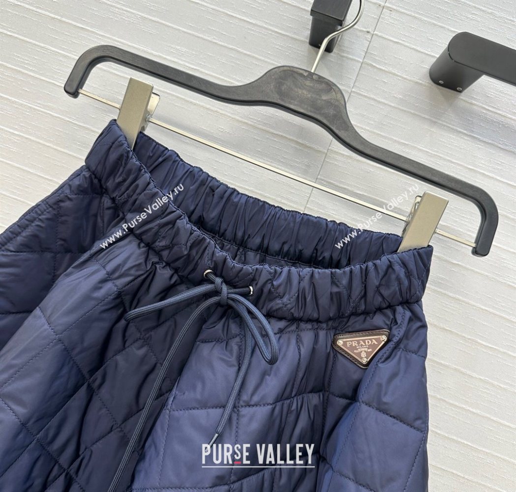 Prada Cotton Padded Skirt Navy Blue 2025 PR111527 (QI-251115027)