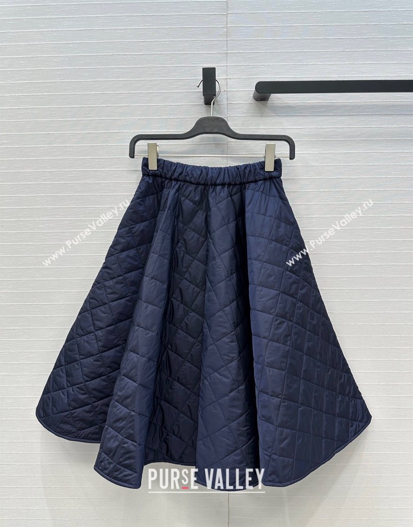 Prada Cotton Padded Skirt Navy Blue 2025 PR111527 (QI-251115027)