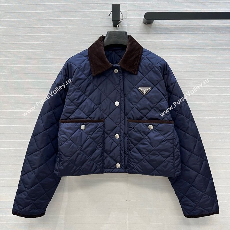 Prada Cotton Padded Jacket Navy Blue 2025 PR111527 (QI-251115028)
