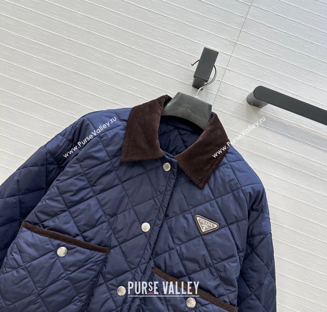 Prada Cotton Padded Jacket Navy Blue 2025 PR111527 (QI-251115028)