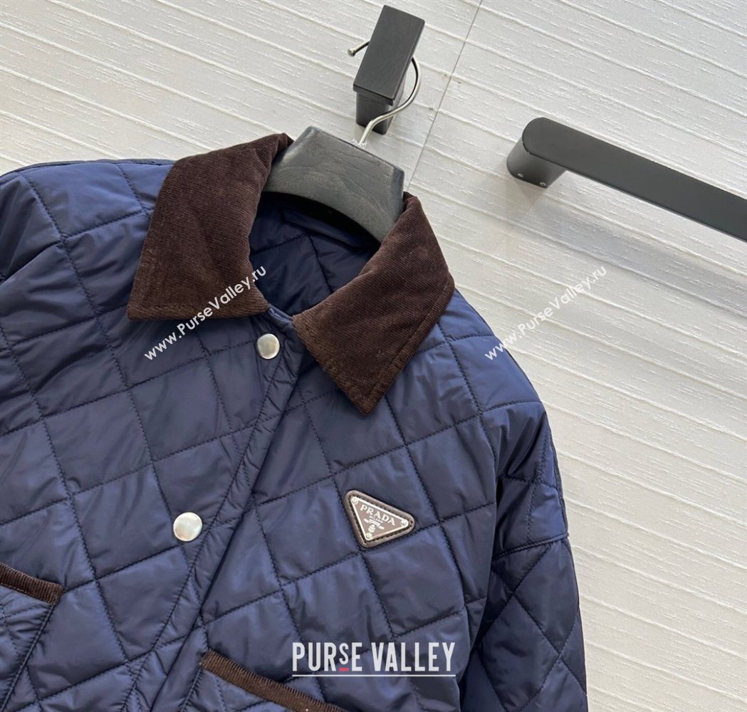 Prada Cotton Padded Jacket Navy Blue 2025 PR111527 (QI-251115028)