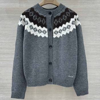 Prada Wool Cardigan Grey 2025 PR111528 (QI-251115029)