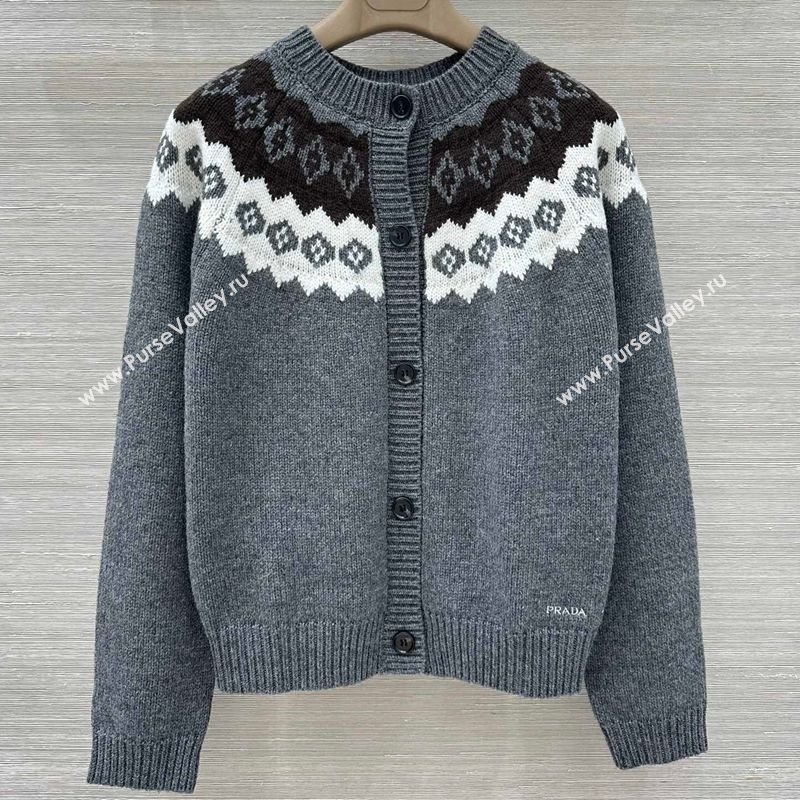 Prada Wool Cardigan Grey 2025 PR111528 (QI-251115029)