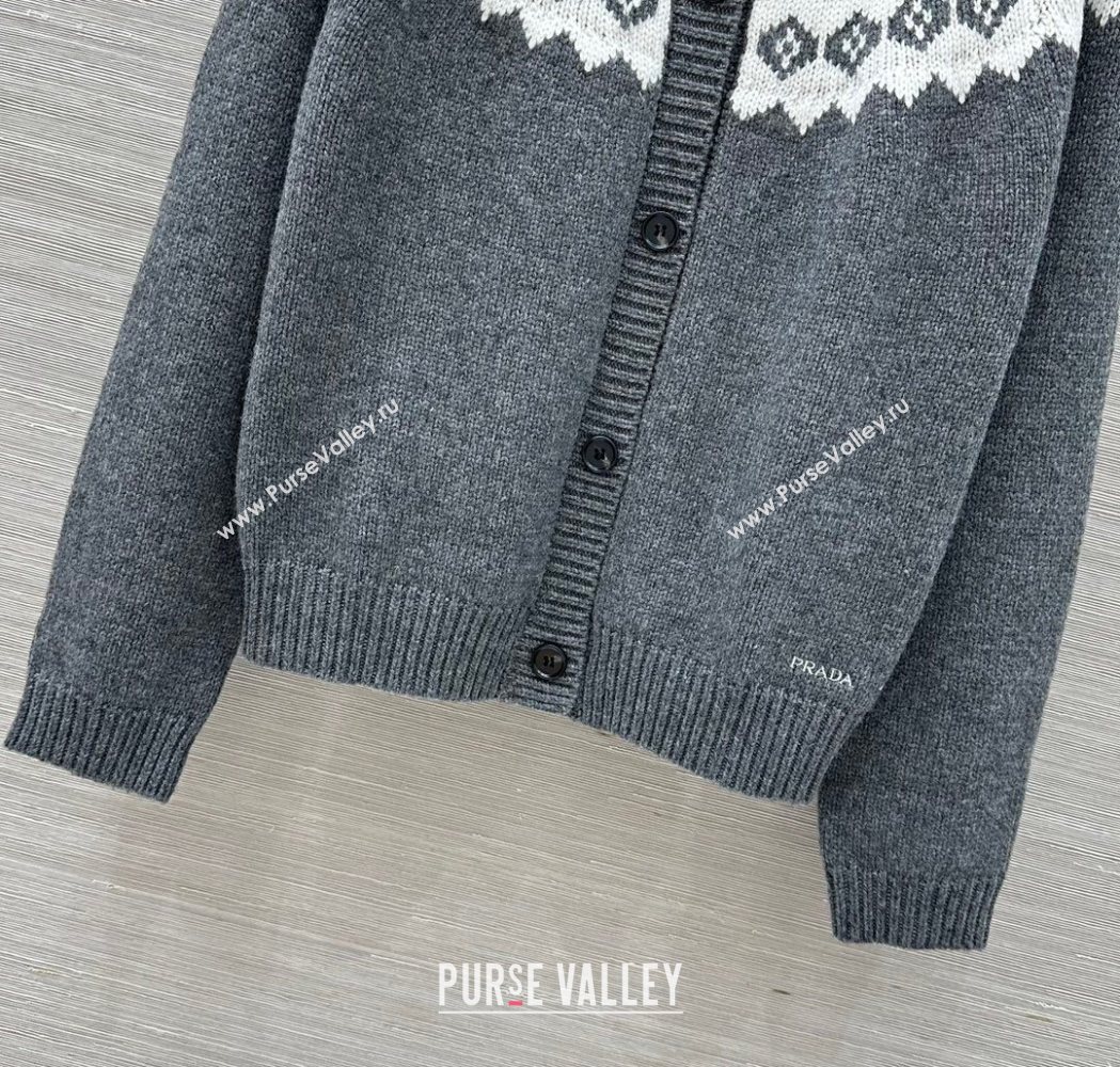 Prada Wool Cardigan Grey 2025 PR111528 (QI-251115029)