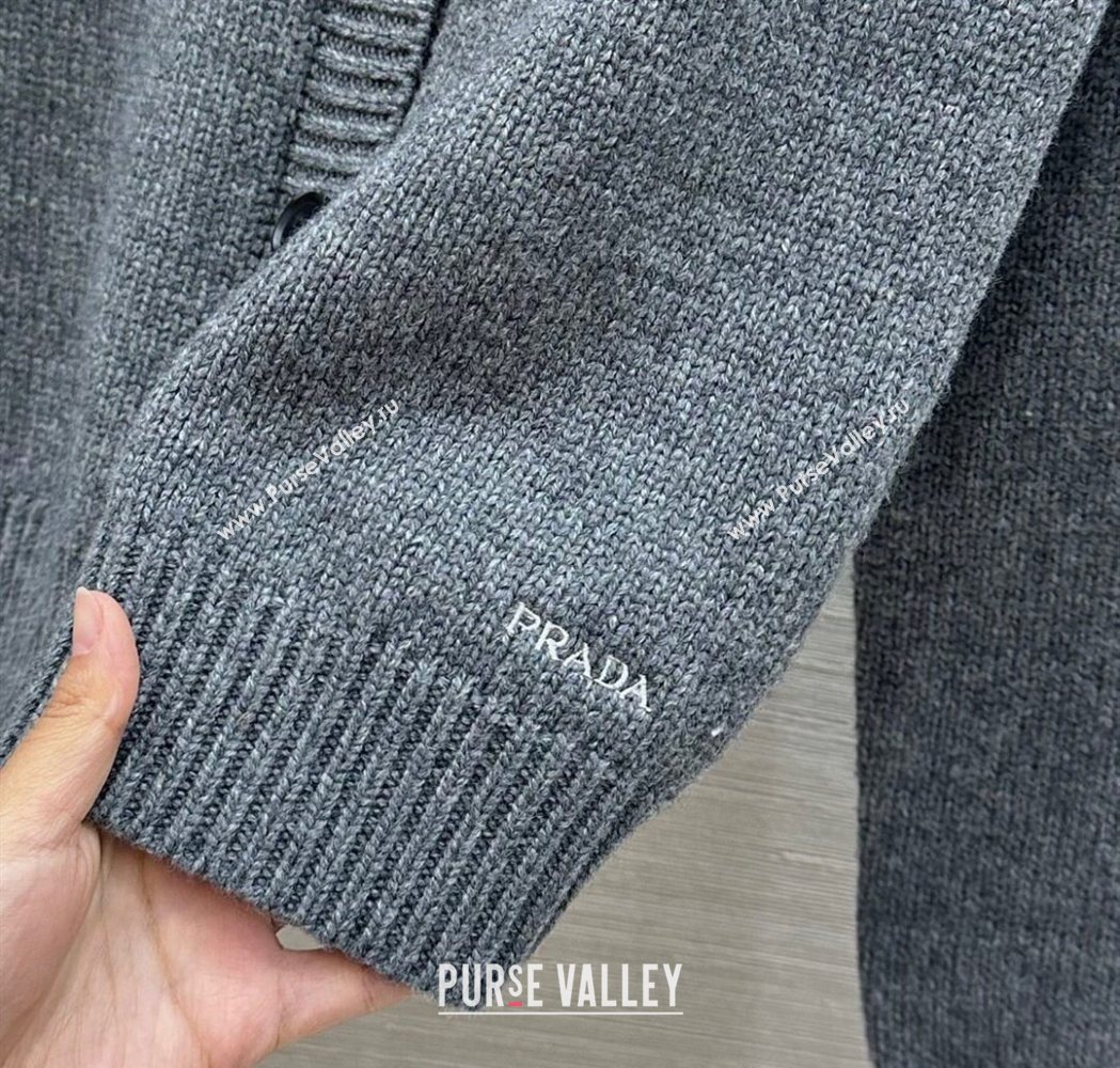 Prada Wool Cardigan Grey 2025 PR111528 (QI-251115029)