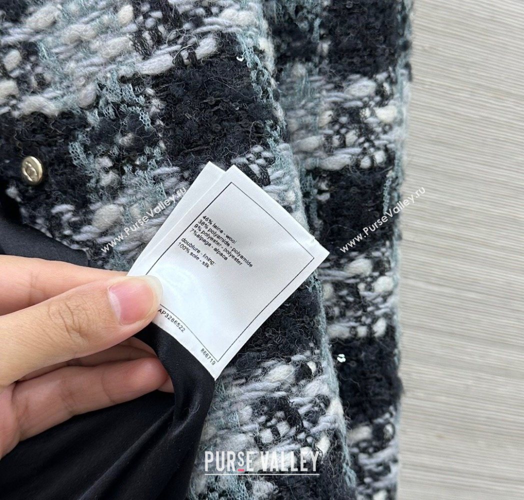 Chanel Wool Blend Tweed Jacket Black/Grey 2025 CH120101 (QI-251201077)