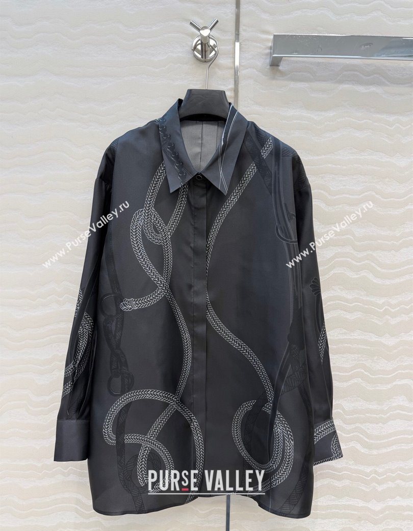 Hermes Silk Shirt Black 2025 HS120101 (QI-251201082)