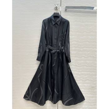 Hermes Silk Shirt Dress Black 2025 HS120102 (QI-251201083)