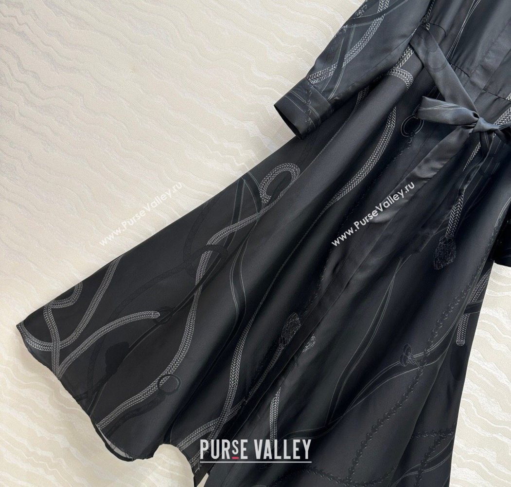 Hermes Silk Shirt Dress Black 2025 HS120102 (QI-251201083)