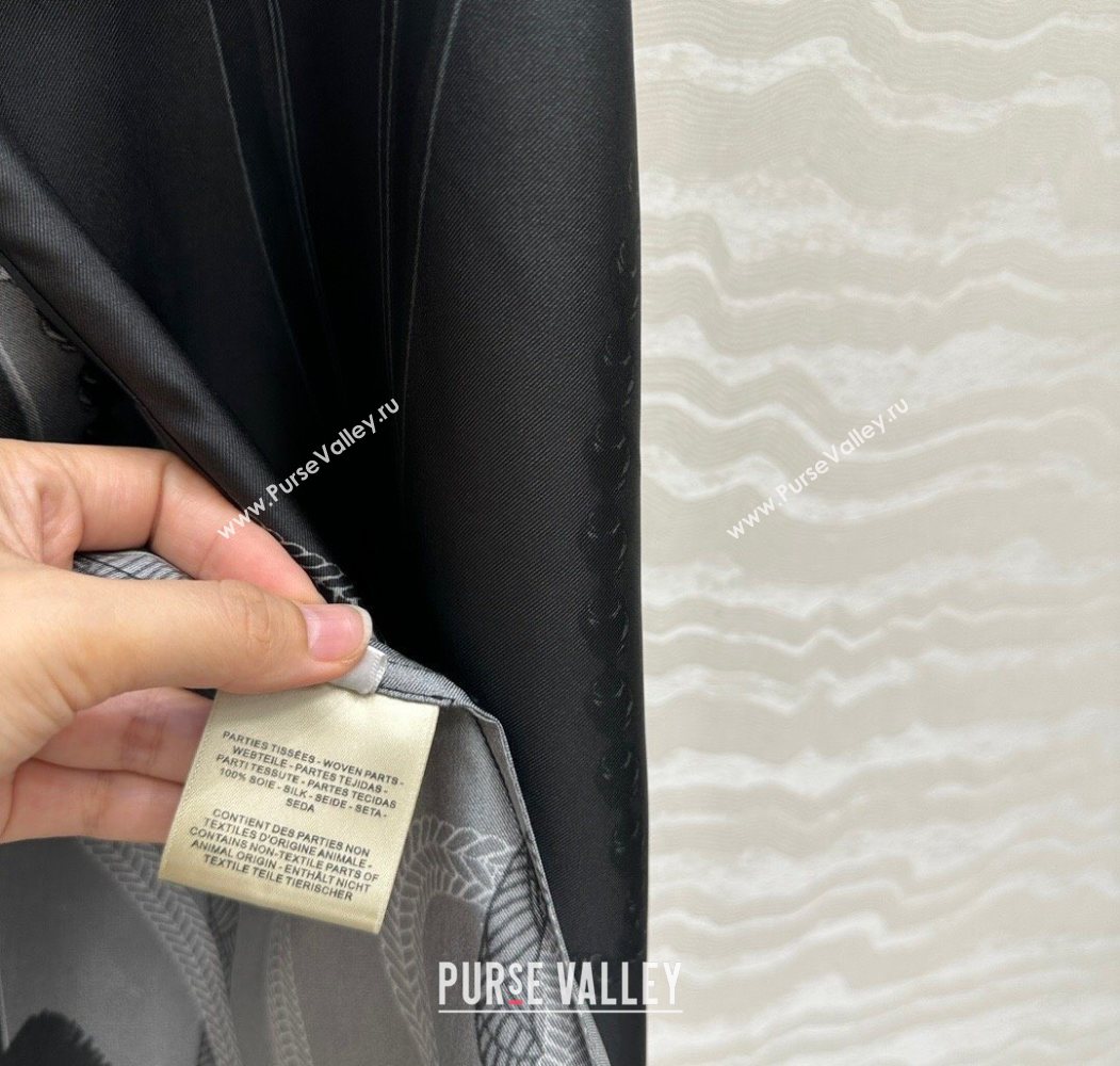 Hermes Silk Shirt Dress Black 2025 HS120102 (QI-251201083)