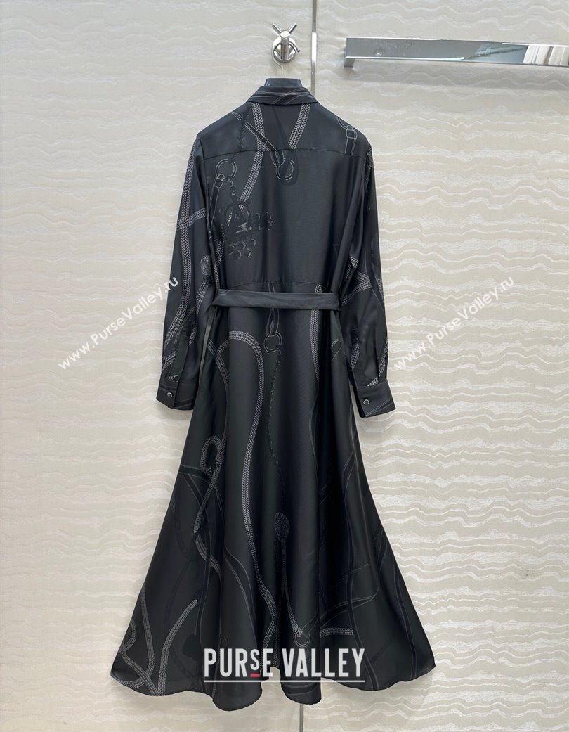 Hermes Silk Shirt Dress Black 2025 HS120102 (QI-251201083)