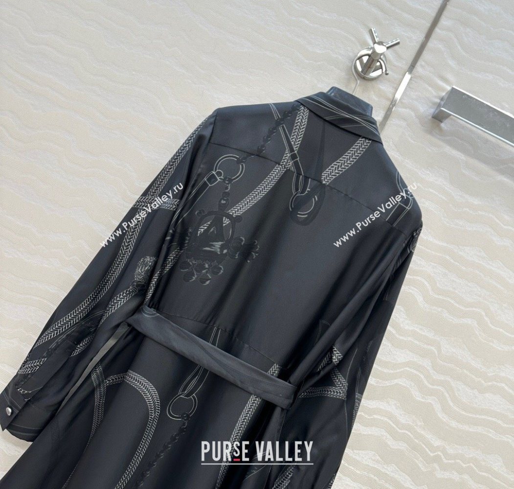 Hermes Silk Shirt Dress Black 2025 HS120102 (QI-251201083)