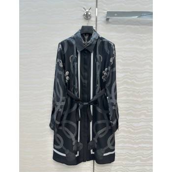 Hermes Silk Shirt Dress Black 2025 HS120103 (QI-251201084)