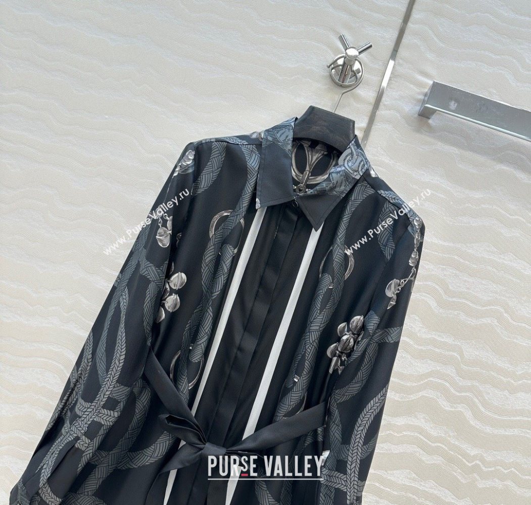 Hermes Silk Shirt Dress Black 2025 HS120103 (QI-251201084)